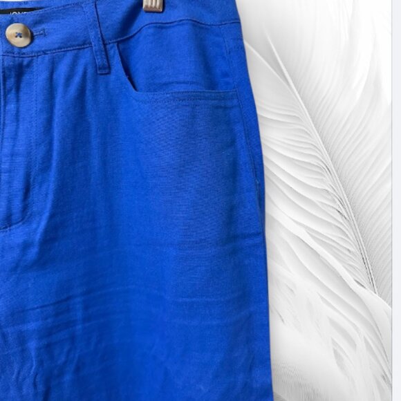 Jones New York Signature Women’s Blue Linen Blend Cropped Pants Size: 4 (EU 34) - Picture 4 of 8
